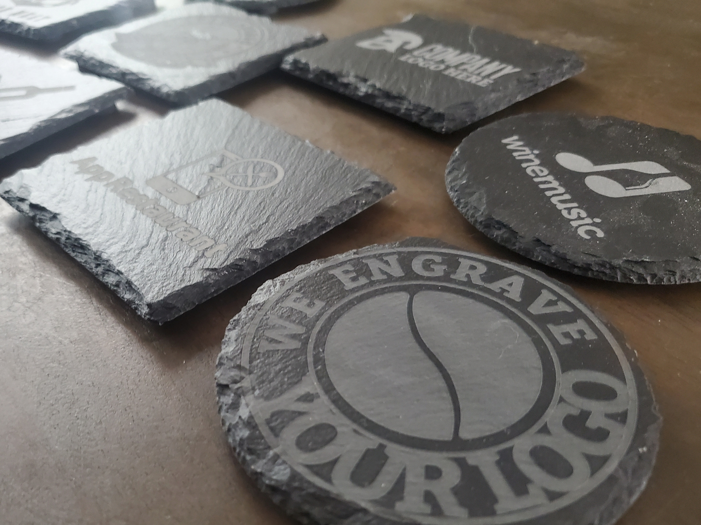 Custom Logo Engraved Slate Coaster