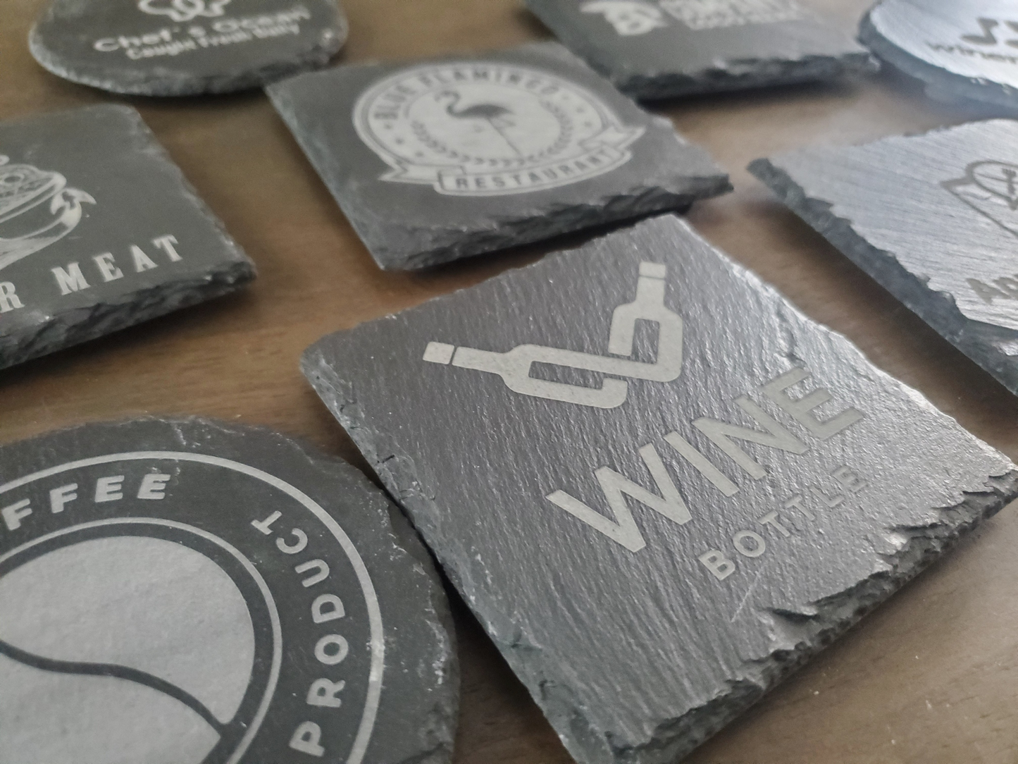 Custom Logo Engraved Slate Coaster