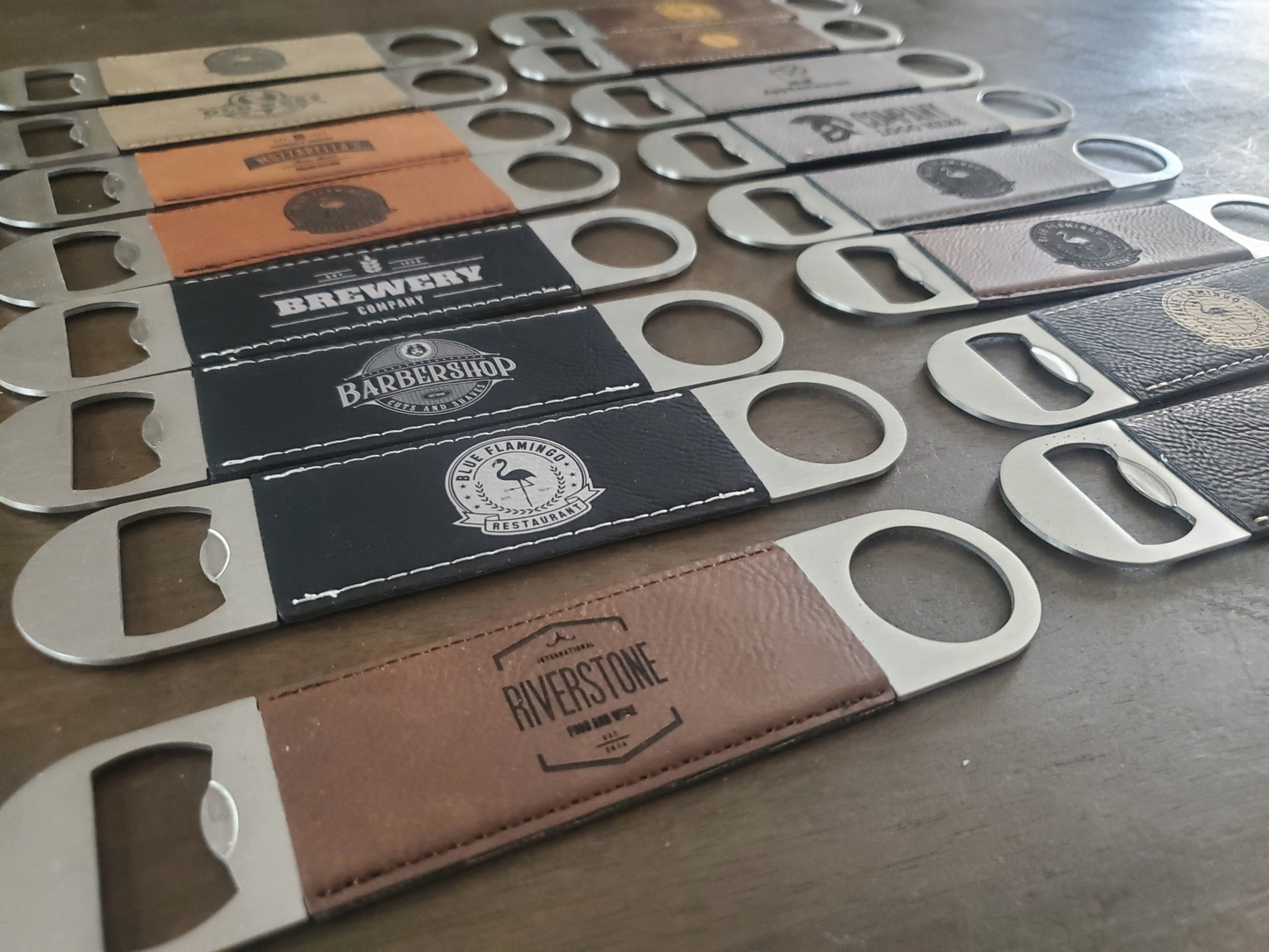 Custom Logo Engraved / Etched Leatherette Bottle Opener