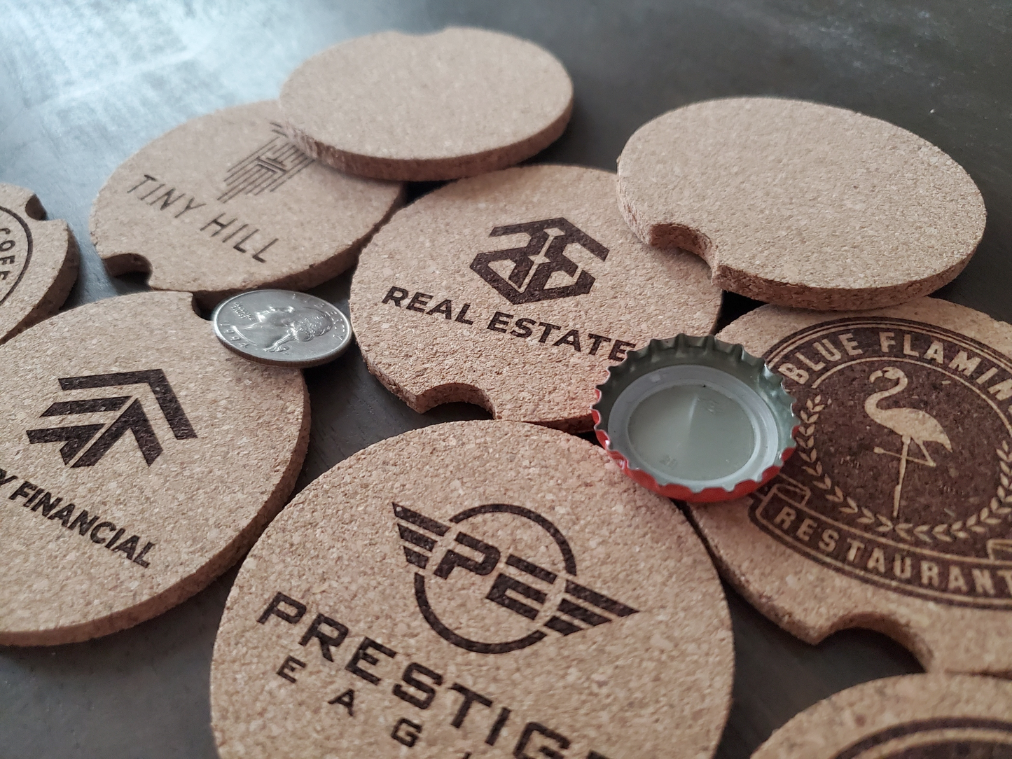 Custom Logo Engraved Cork Car Cup Holder Coasters