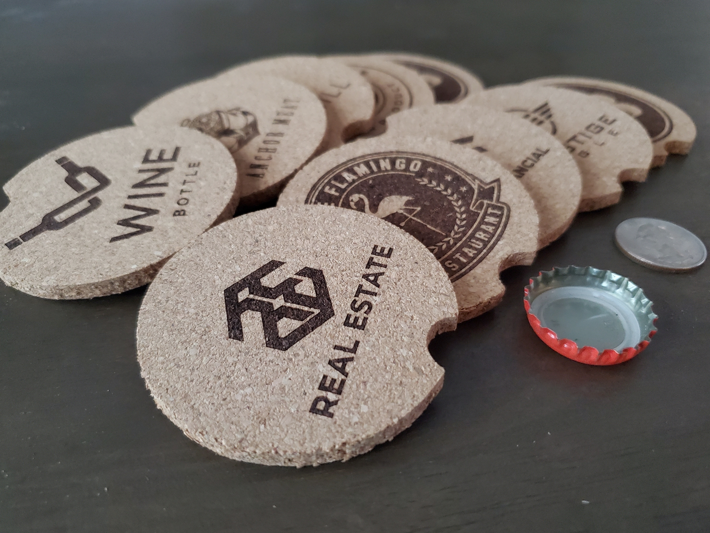 Custom Logo Engraved Cork Car Cup Holder Coasters