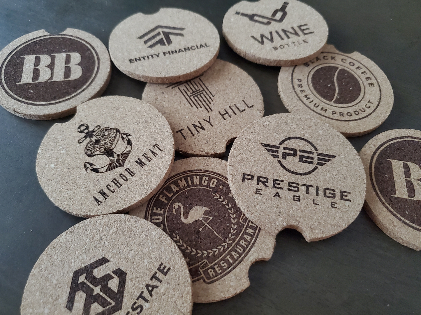 Custom Logo Engraved Cork Car Cup Holder Coasters