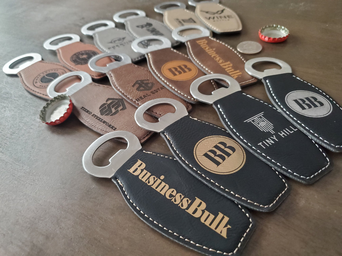 Custom Logo Engraved / Etched Leatherette Magnet Bottle Opener