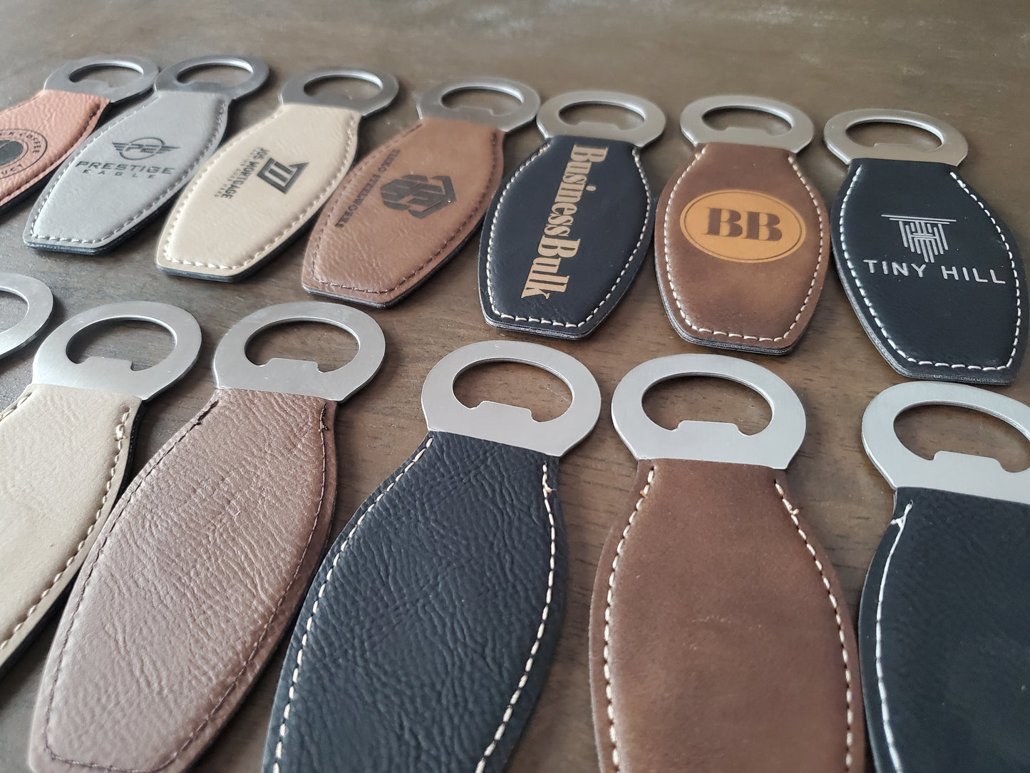 Custom Logo Engraved / Etched Leatherette Magnet Bottle Opener