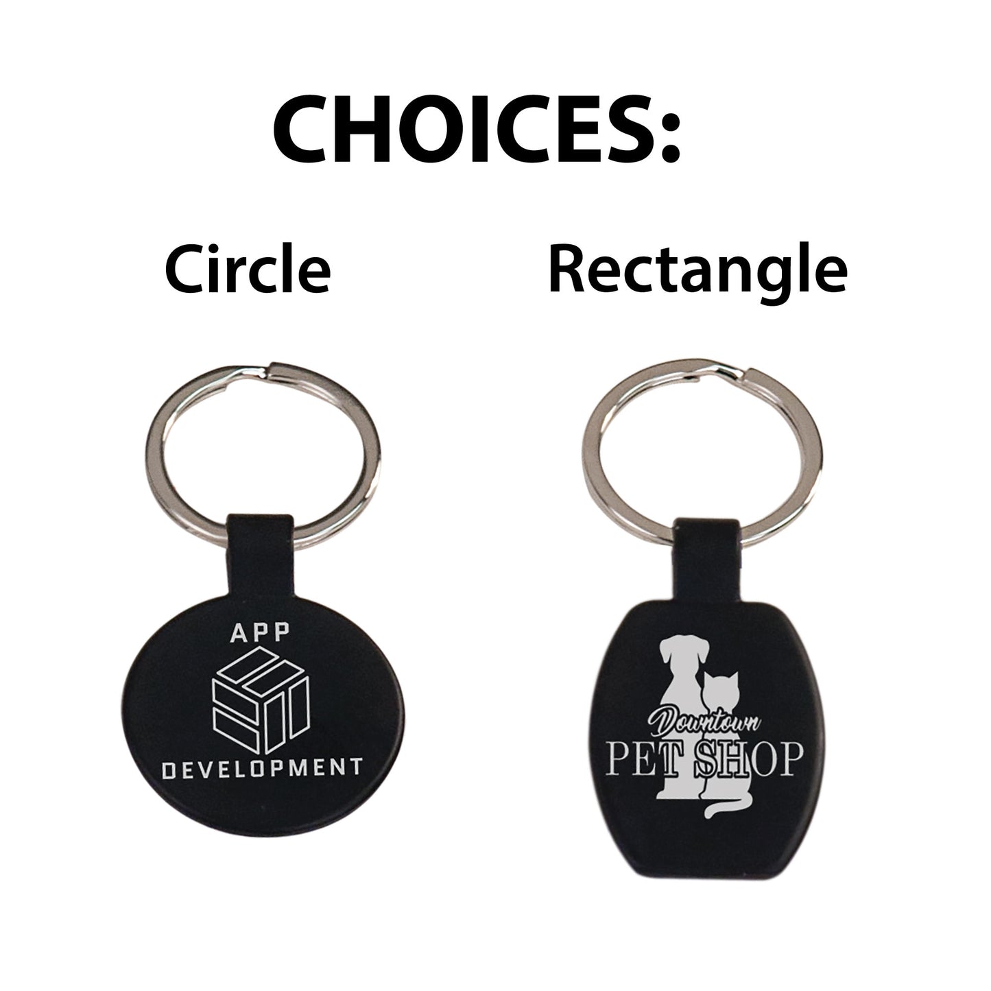 Custom Logo Etched Black Metal Keychains