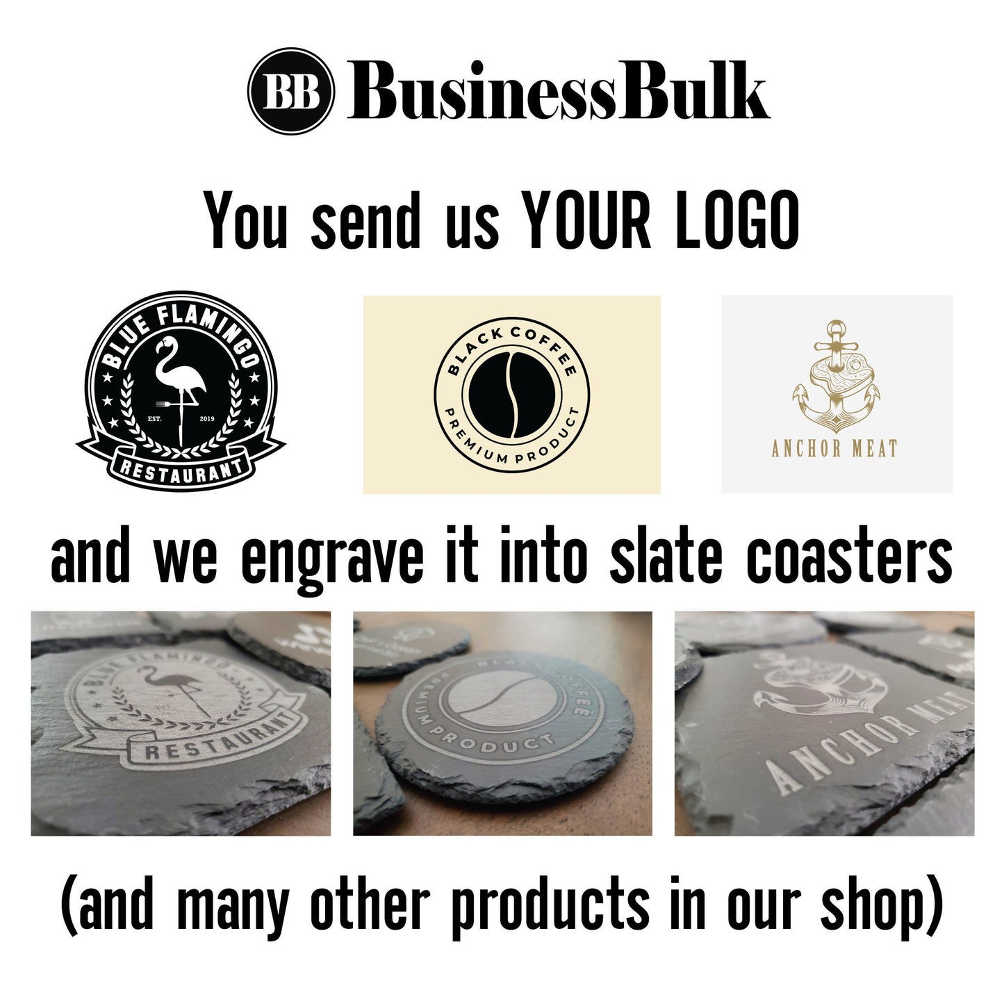 Custom Logo Engraved Slate Coaster