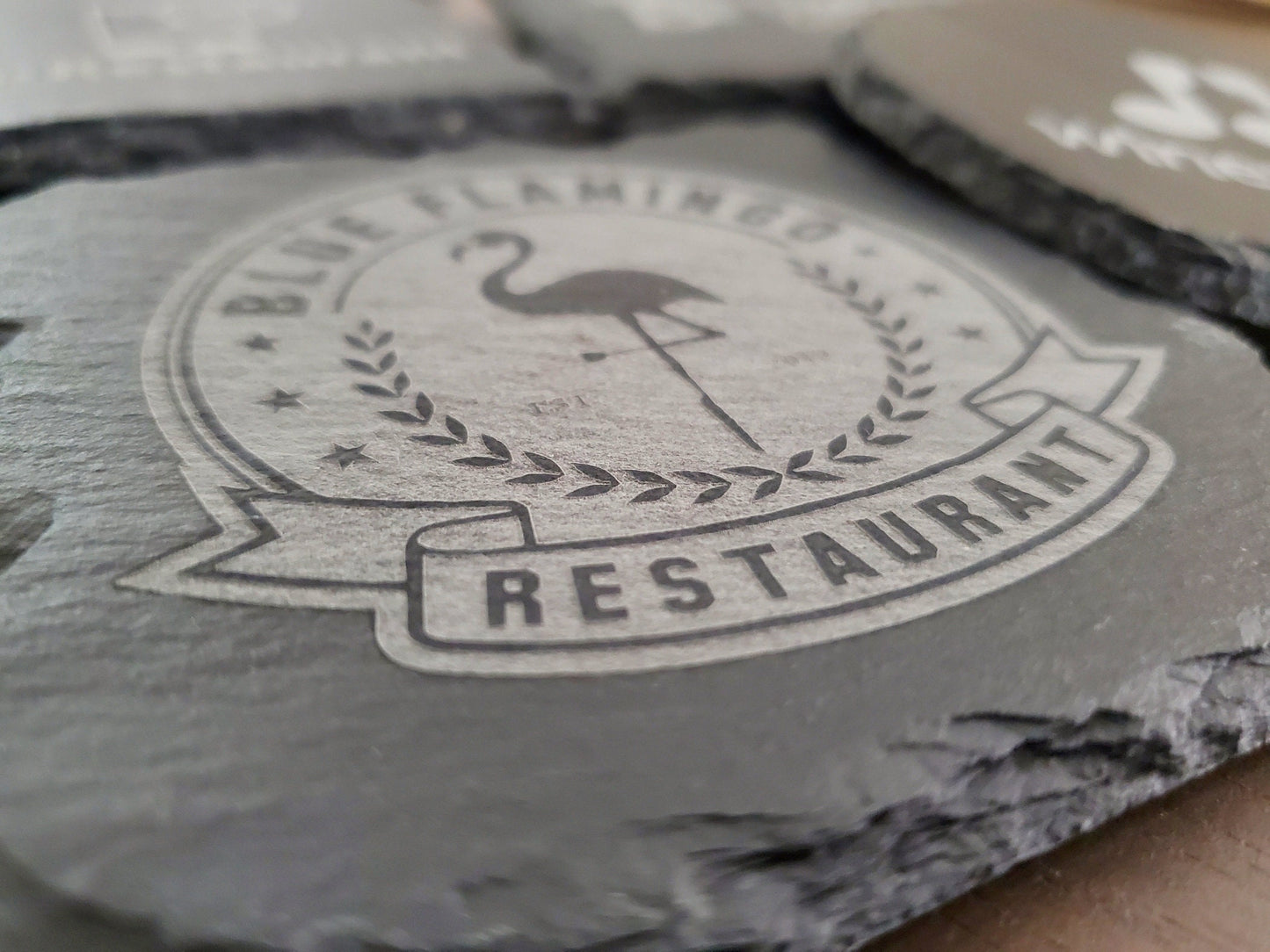 Custom Logo Engraved Slate Coaster