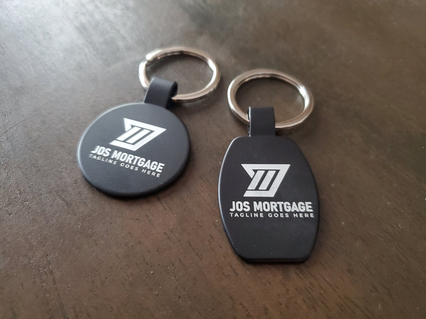 Custom Logo Etched Black Metal Keychains