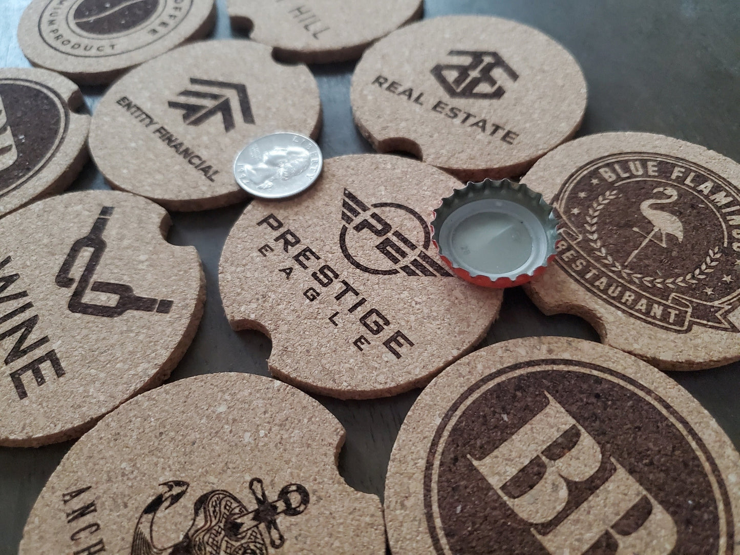 Custom Logo Engraved Cork Car Cup Holder Coasters