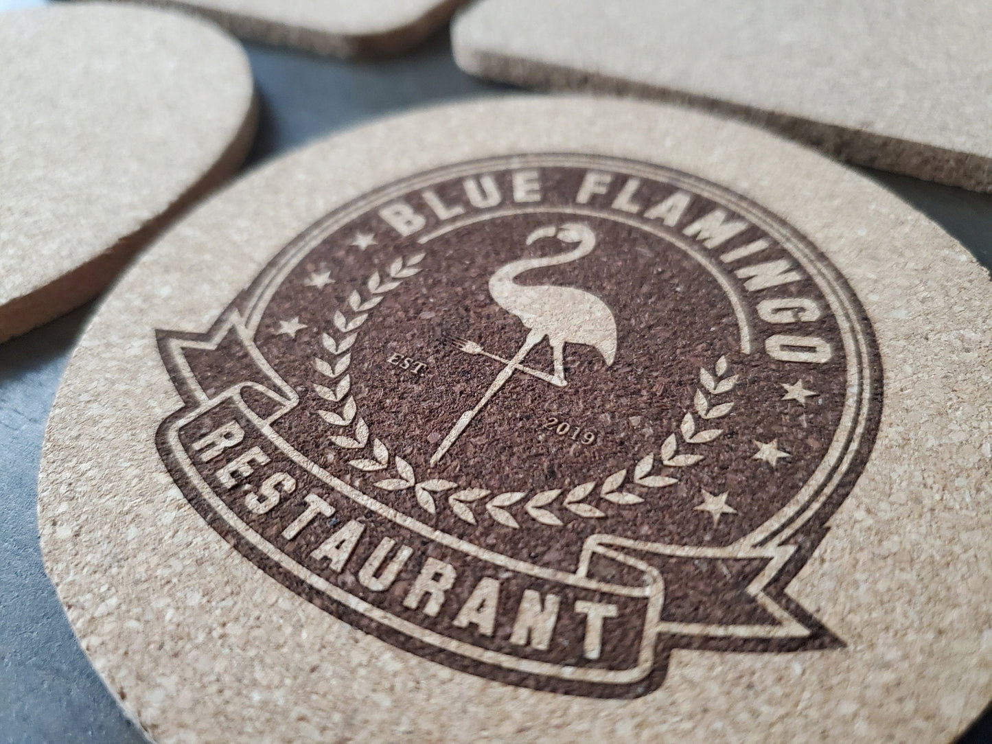 Custom Logo Engraved Cork Coaster