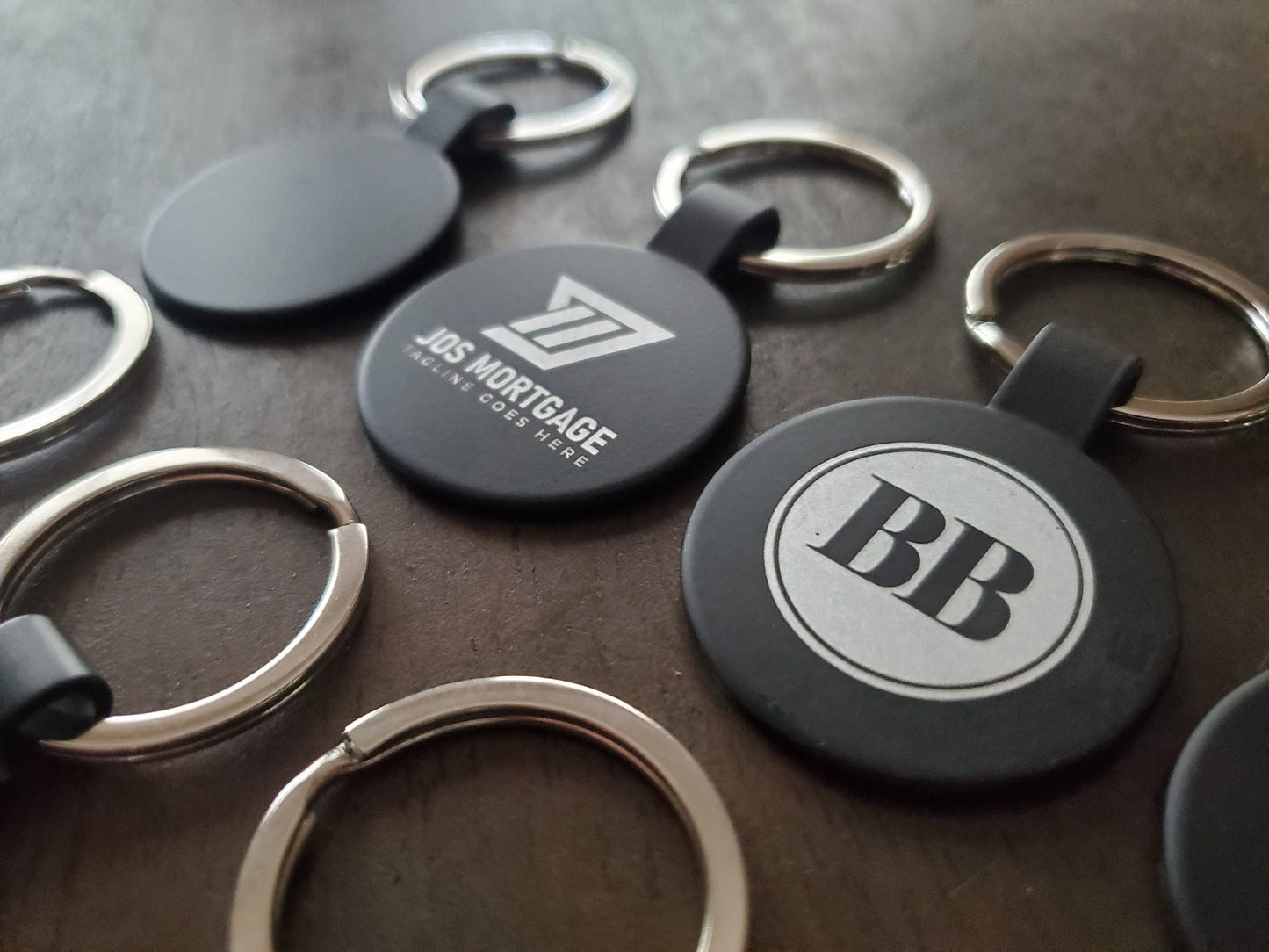 Custom Logo Etched Black Metal Keychains