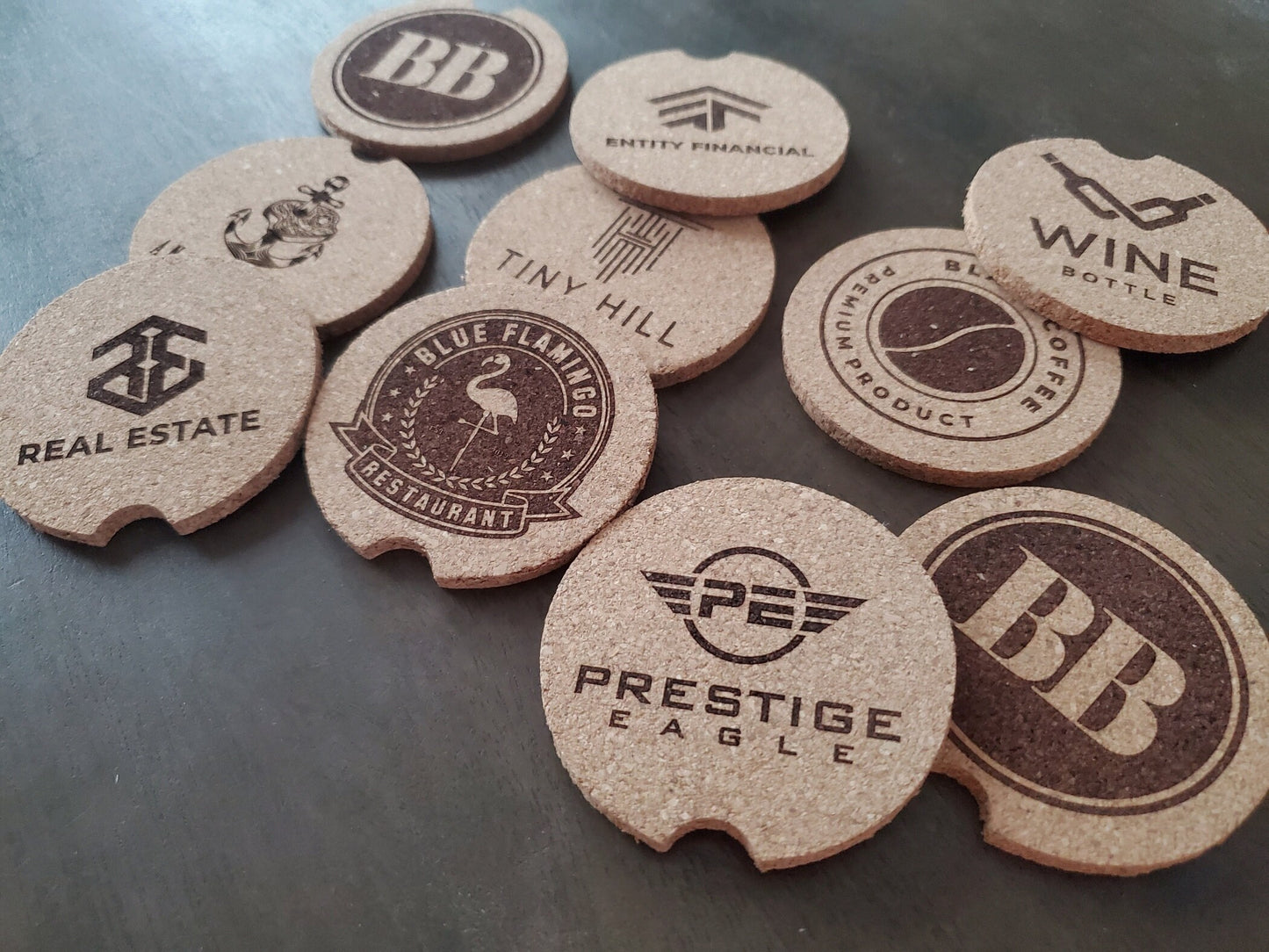 Custom Logo Engraved Cork Car Cup Holder Coasters