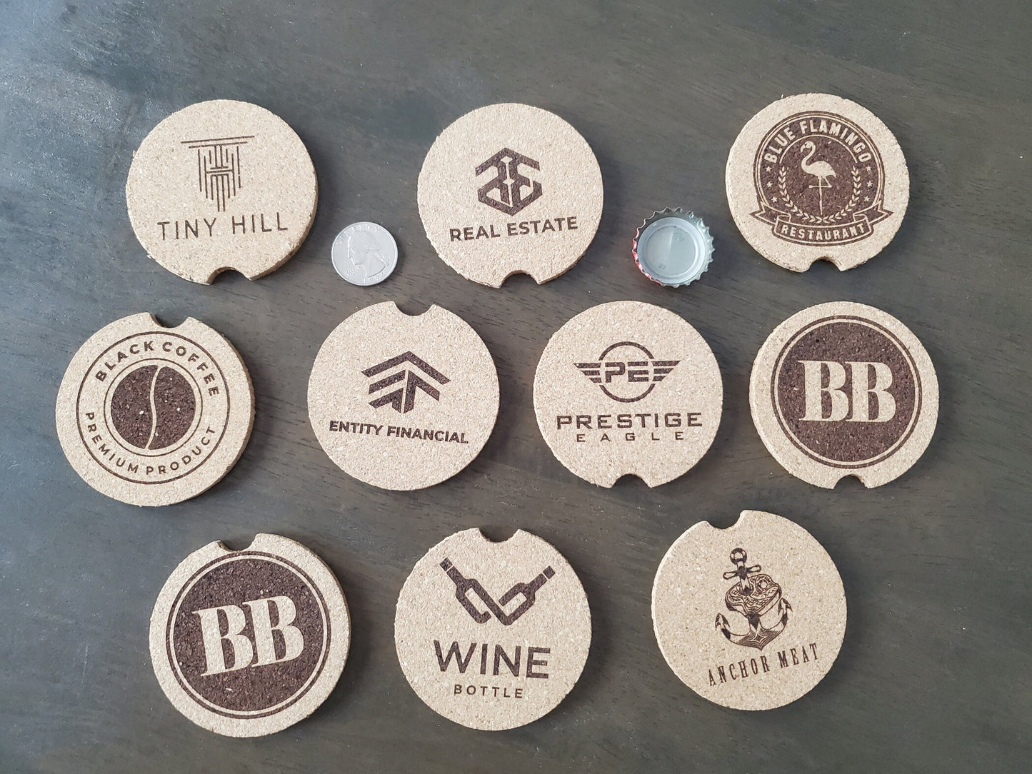 Custom Logo Engraved Cork Car Cup Holder Coasters