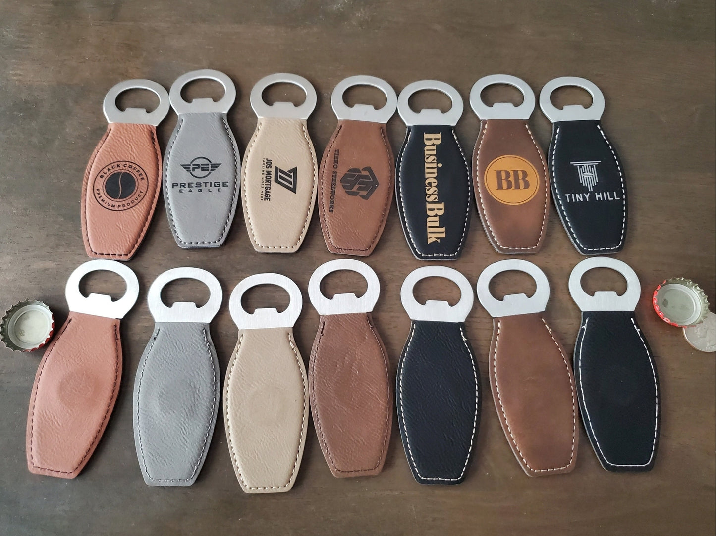 Custom Logo Engraved / Etched Leatherette Magnet Bottle Opener