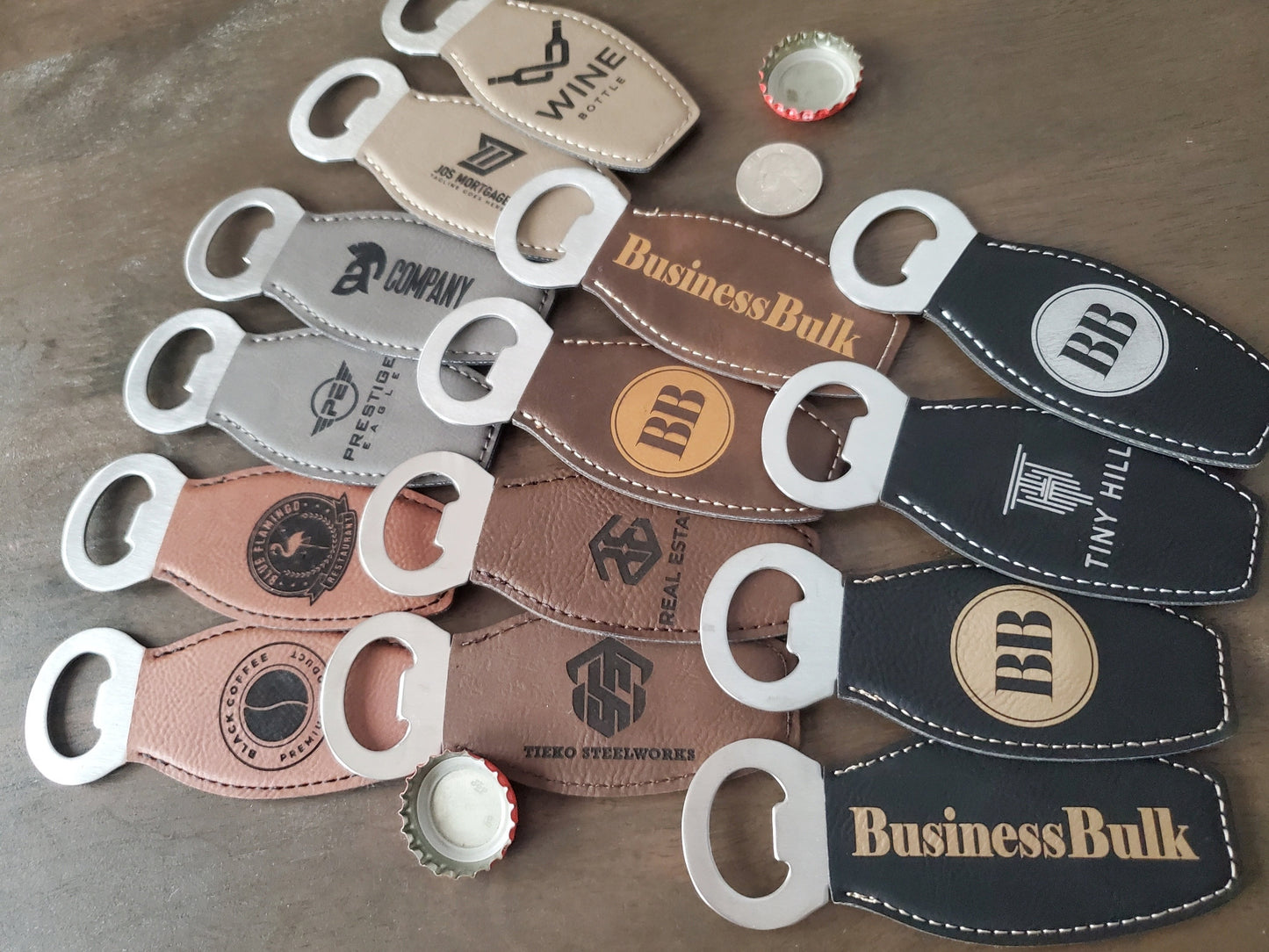 Custom Logo Engraved / Etched Leatherette Magnet Bottle Opener